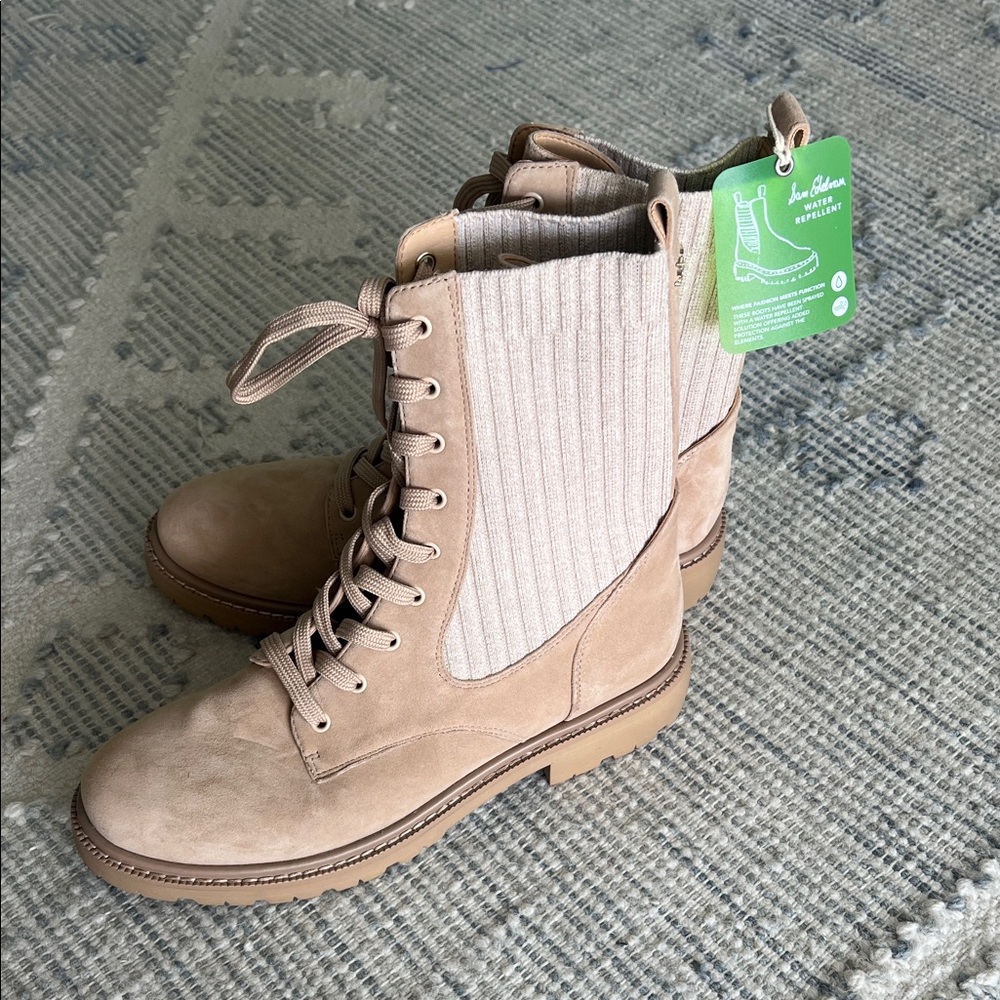 Sam Edelman Beige Lace-Up Boots
